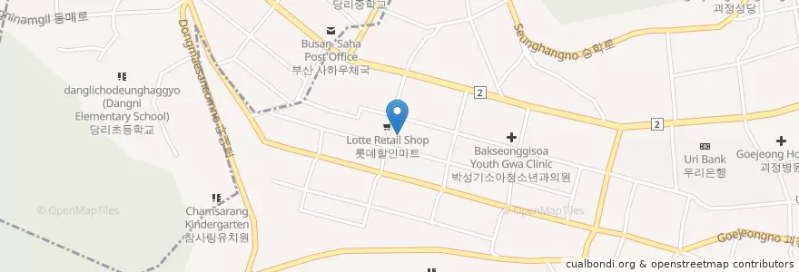 Mapa de ubicacion de 괴정4동 치안센터 en Республика Корея, Пусан, 사하구, 괴정동.