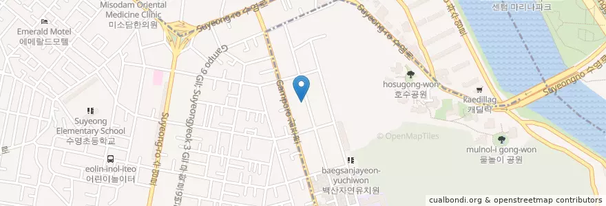 Mapa de ubicacion de 민락2치안센터 en كوريا الجنوبية, بسان, 수영구, 광안동.