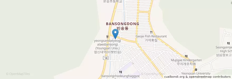 Mapa de ubicacion de 반송1치안센터 en 大韓民国, 釜山, 海雲台区, 盤松洞.