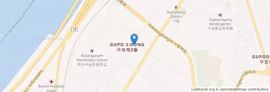 Mapa de ubicacion de 구포2치안센터 en Corea Del Sur, Busan, 북구, 구포동.