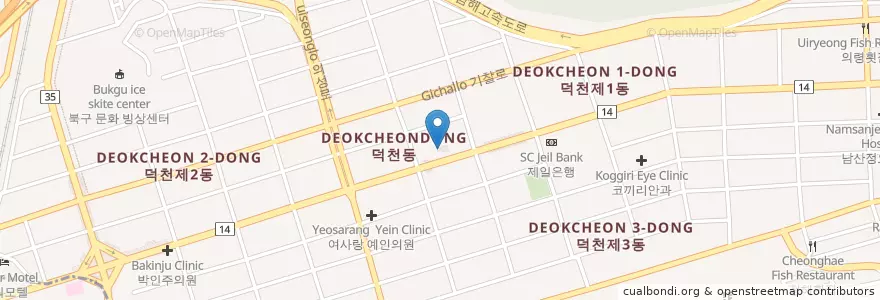 Mapa de ubicacion de Deokcheon 1 Community Policing Center en South Korea, Busan, Buk-Gu, Deokcheon-Dong.
