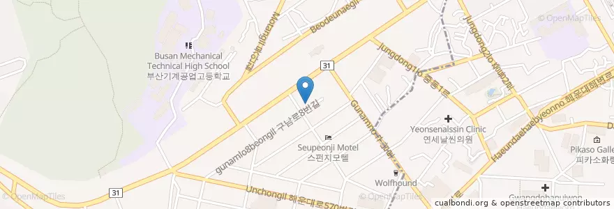 Mapa de ubicacion de 역전치안센터 en 대한민국, 부산, 해운대구.