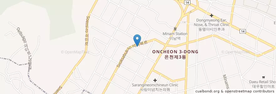 Mapa de ubicacion de 온천3치안센터 en Güney Kore, Busan, 동래구, 온천동.
