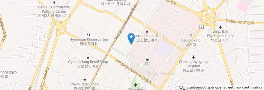 Mapa de ubicacion de 연산5치안센터 en Coreia Do Sul, Busan, 연제구, 거제동.