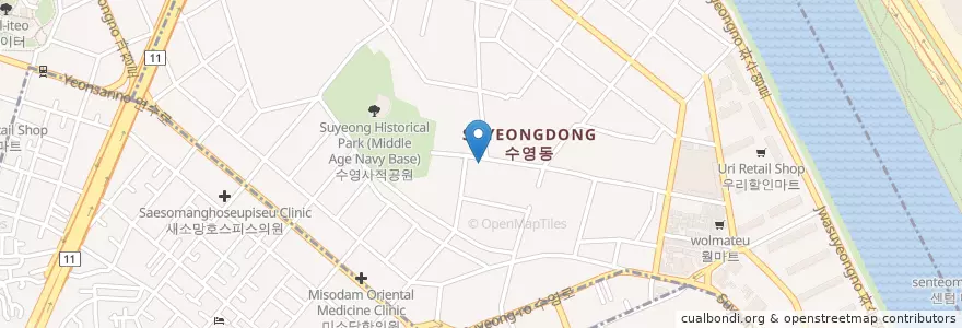 Mapa de ubicacion de 수영치안센터 en 대한민국, 부산, 수영구, 수영동.