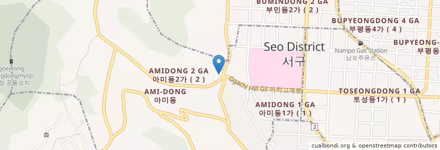 Mapa de ubicacion de 아미치안센터 en Республика Корея, Пусан, 서구, 아미동.