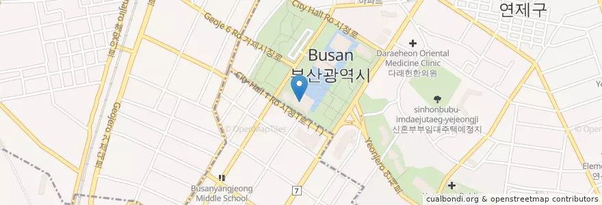 Mapa de ubicacion de 부산지방경찰청 en Güney Kore, Busan, 연제구.