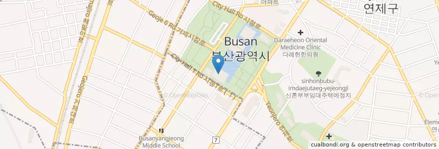 Mapa de ubicacion de 부산지방경찰청 en Corea Del Sud, Busan, 연제구.
