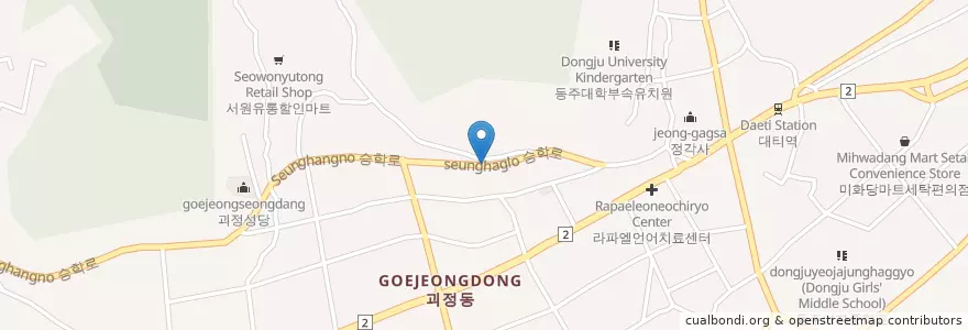 Mapa de ubicacion de 양지마을방범초소 en Coreia Do Sul, Busan, 사하구, 괴정동.