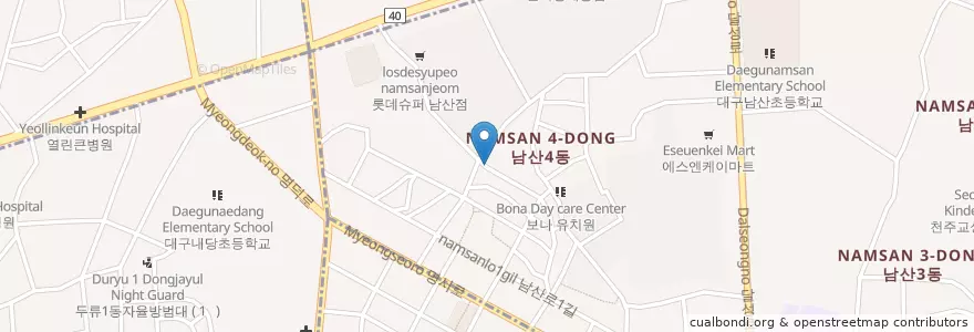 Mapa de ubicacion de 신남치안센터 en Corea Del Sur, Daegu, 남산동.