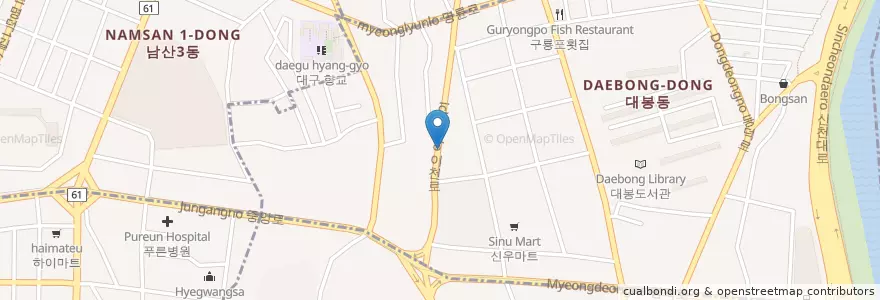 Mapa de ubicacion de 대봉치안센터 en 韩国/南韓, 大邱, 대봉동.