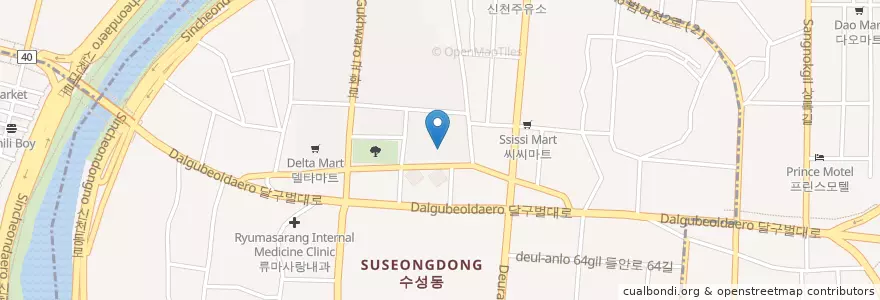 Mapa de ubicacion de 수성4가자율방범대 en 韩国/南韓, 大邱, 壽城區, 수성동.