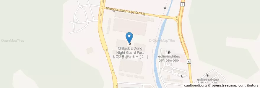 Mapa de ubicacion de 칠곡2동방범초소 en 大韓民国, 大邱, 北区, 관문동.
