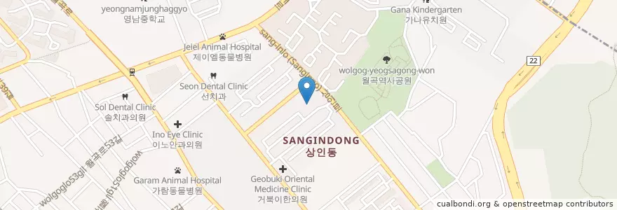 Mapa de ubicacion de 상인1동자율방범대 en Coreia Do Sul, Daegu, 달서구, 상인동.