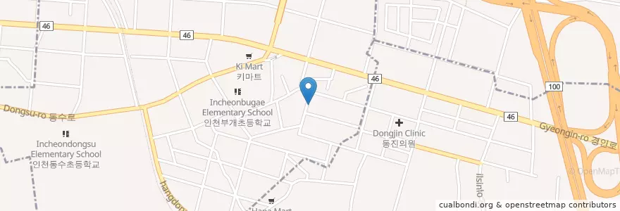 Mapa de ubicacion de 부개치안센터 en كوريا الجنوبية, إنتشون, 부평구, 부개동.