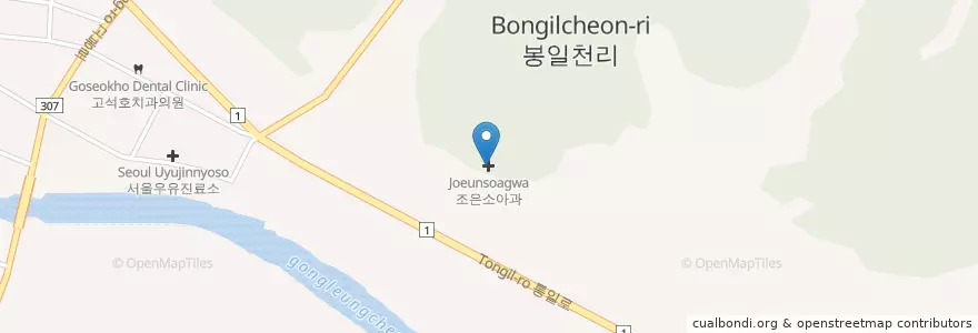 Mapa de ubicacion de 조리치안센터 en Güney Kore, 경기도, 파주시, 조리읍.