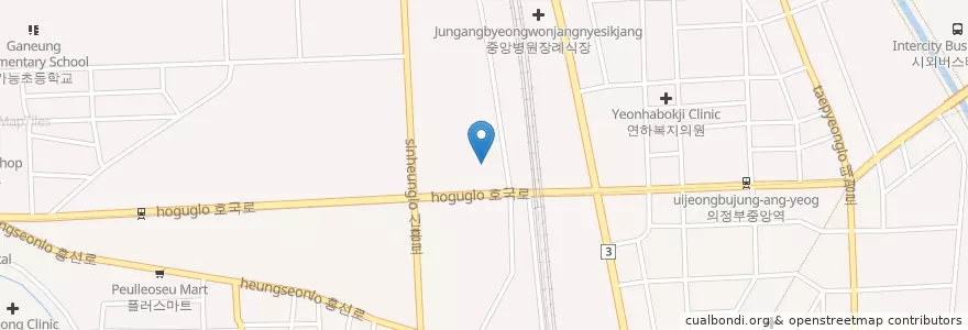 Mapa de ubicacion de 의정부경찰서 en Güney Kore, 경기도, 의정부시.