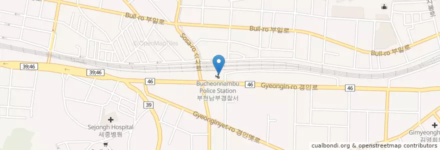 Mapa de ubicacion de 부천소사경찰서 소사지구대 en كوريا الجنوبية, 경기도, 부천시.