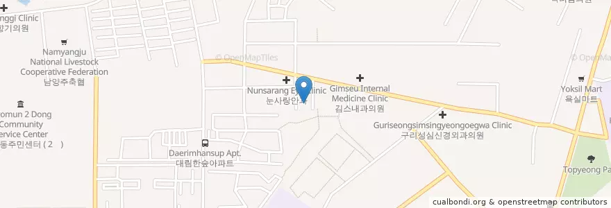 Mapa de ubicacion de 구리경찰서 en Südkorea, Gyeonggi-Do, 구리시.