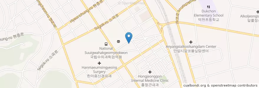 Mapa de ubicacion de 명학지구대 en كوريا الجنوبية, 경기도, 안양시, 만안구.
