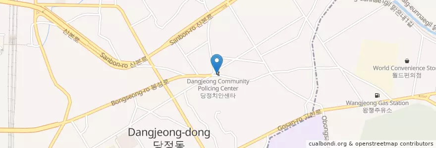 Mapa de ubicacion de 당정치안센타 en 대한민국, 경기도, 군포시, 의왕시, 군포1동.