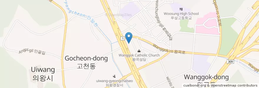 Mapa de ubicacion de 고천치안센터 en Corea Del Sur, Gyeonggi, 의왕시, 고천동, 왕곡동.