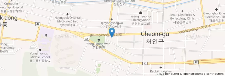 Mapa de ubicacion de 용인경찰서 en 대한민국, 경기도, 용인시, 처인구.