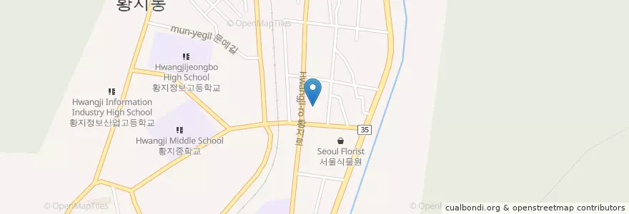Mapa de ubicacion de 태백경찰서 황지지구대 en Güney Kore, 강원도, 태백시.