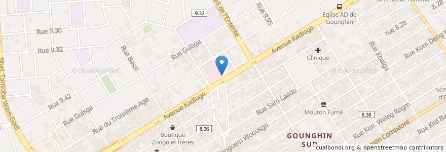 Mapa de ubicacion de Sport Café en ブルキナファソ, Centre, Kadiogo, ワガドゥグー.