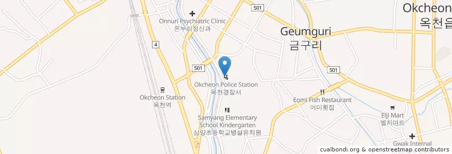 Mapa de ubicacion de 옥천경찰서 en 韩国/南韓, 忠清北道, 沃川郡.