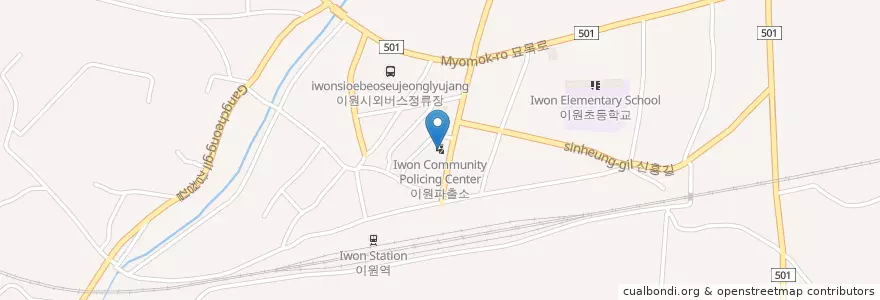 Mapa de ubicacion de 이원파출소 en 大韓民国, 忠清北道, 沃川郡.