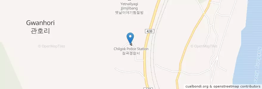 Mapa de ubicacion de 칠곡경찰서 en Corea Del Sur, Gyeongsang Del Norte, 칠곡군.