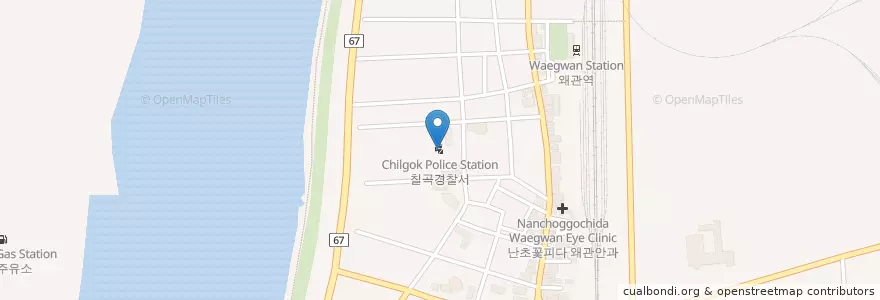 Mapa de ubicacion de 칠곡경찰서 en 대한민국, 경상북도, 칠곡군.