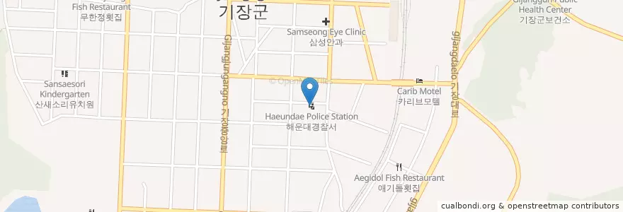 Mapa de ubicacion de 해운대경찰서 en Республика Корея, Пусан, 기장군, 기장읍.
