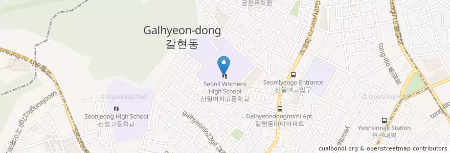 Mapa de ubicacion de 선일여자고등학교 en 대한민국, 서울, 은평구, 갈현2동.