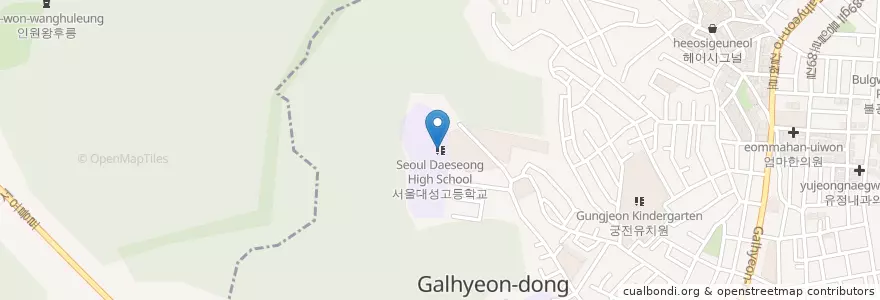 Mapa de ubicacion de 서울대성고등학교 en Corée Du Sud, Séoul, 은평구, 갈현2동.