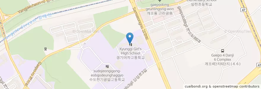 Mapa de ubicacion de 경기여자고등학교 en Coreia Do Sul, Seul, 강남구, 개포동, 개포2동.