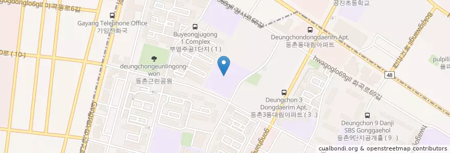 Mapa de ubicacion de 등촌고등학교 en 대한민국, 서울, 강서구, 등촌3동.