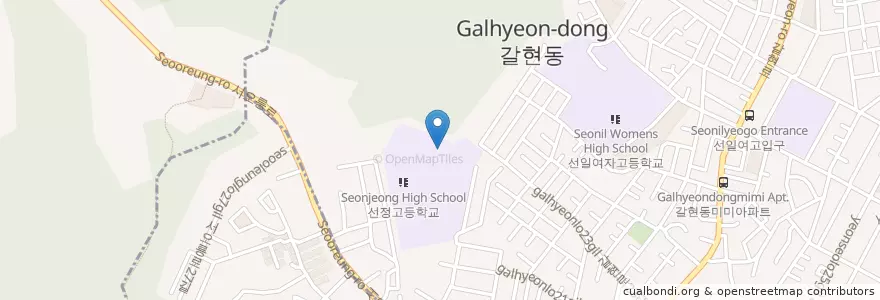 Mapa de ubicacion de 선정여자실업고등학교 en Güney Kore, Seul, 은평구, 갈현2동.