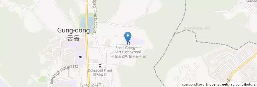 Mapa de ubicacion de 서울공연예술고등학교 en Korea Selatan, 서울, 구로구, 수궁동.