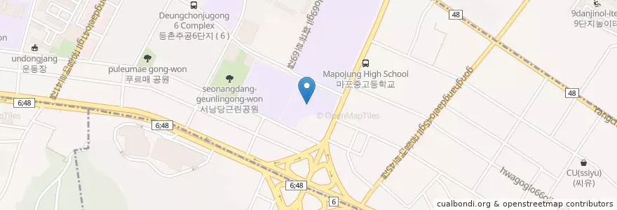 Mapa de ubicacion de Gyeongbokbijeuniseu High School en South Korea, Seoul, Gangseo-Gu, Deungchon 3(Sam)-Dong.