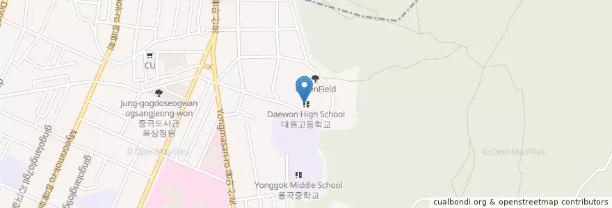 Mapa de ubicacion de 대원고등학교 en Corea Del Sud, Seul, 광진구, 중곡4동.