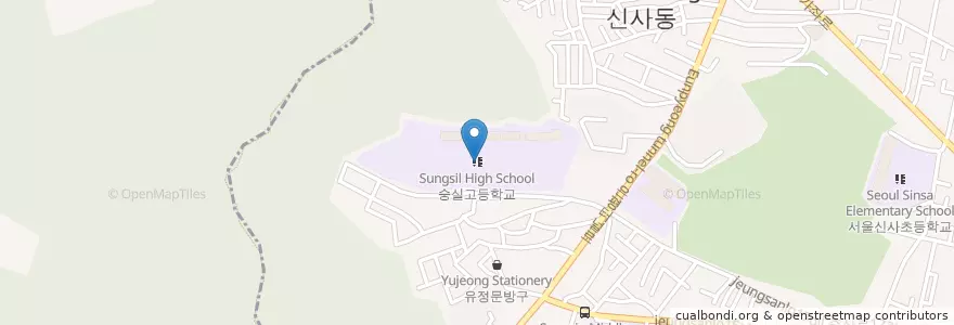 Mapa de ubicacion de 숭실고등학교 en Güney Kore, Seul, 은평구, 신사2동, 신사2동.