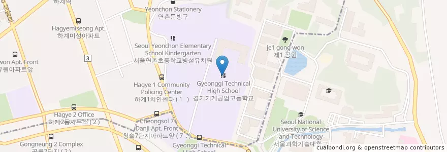 Mapa de ubicacion de 경기기계공업고등학교 en 대한민국, 서울, 노원구.