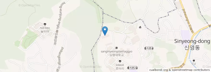 Mapa de ubicacion de 상명대학교 사범대학 부속여자고등학교 en Республика Корея, Сеул, 홍은1동.