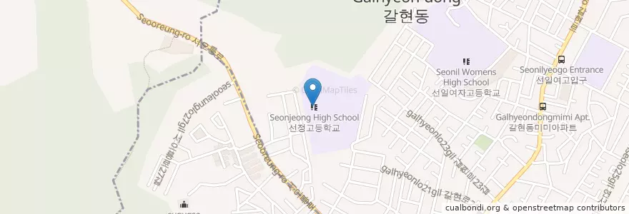 Mapa de ubicacion de 선정고등학교 en 韩国/南韓, 首尔, 恩平区, 갈현2동.