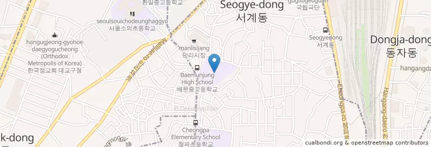 Mapa de ubicacion de 배문고등학교 en 大韓民国, ソウル, 龍山区.