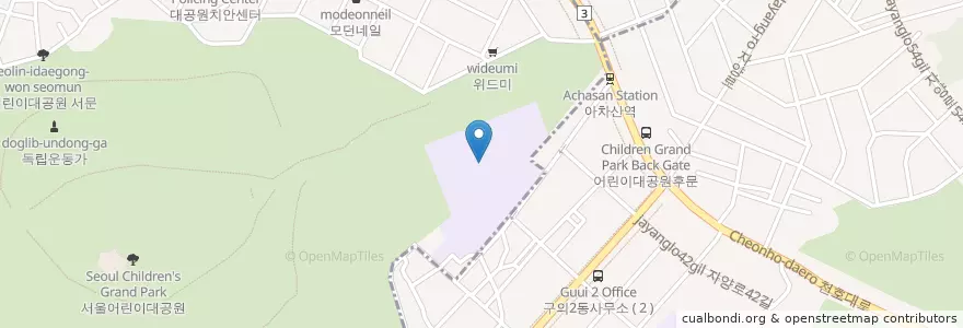 Mapa de ubicacion de 선화예술고등학교 en Corée Du Sud, Séoul, 광진구, 능동.