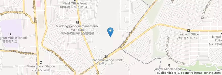 Mapa de ubicacion de 창문여자고등학교 en 大韓民国, ソウル, 城北区, 송중동.