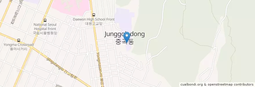 Mapa de ubicacion de 대원여자고등학교 en Südkorea, Seoul, 광진구, 중곡4동.